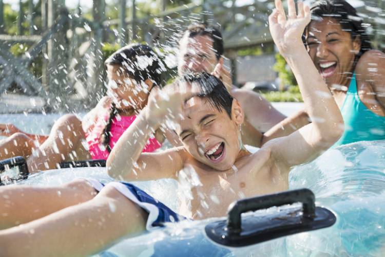 A family at a waterpark